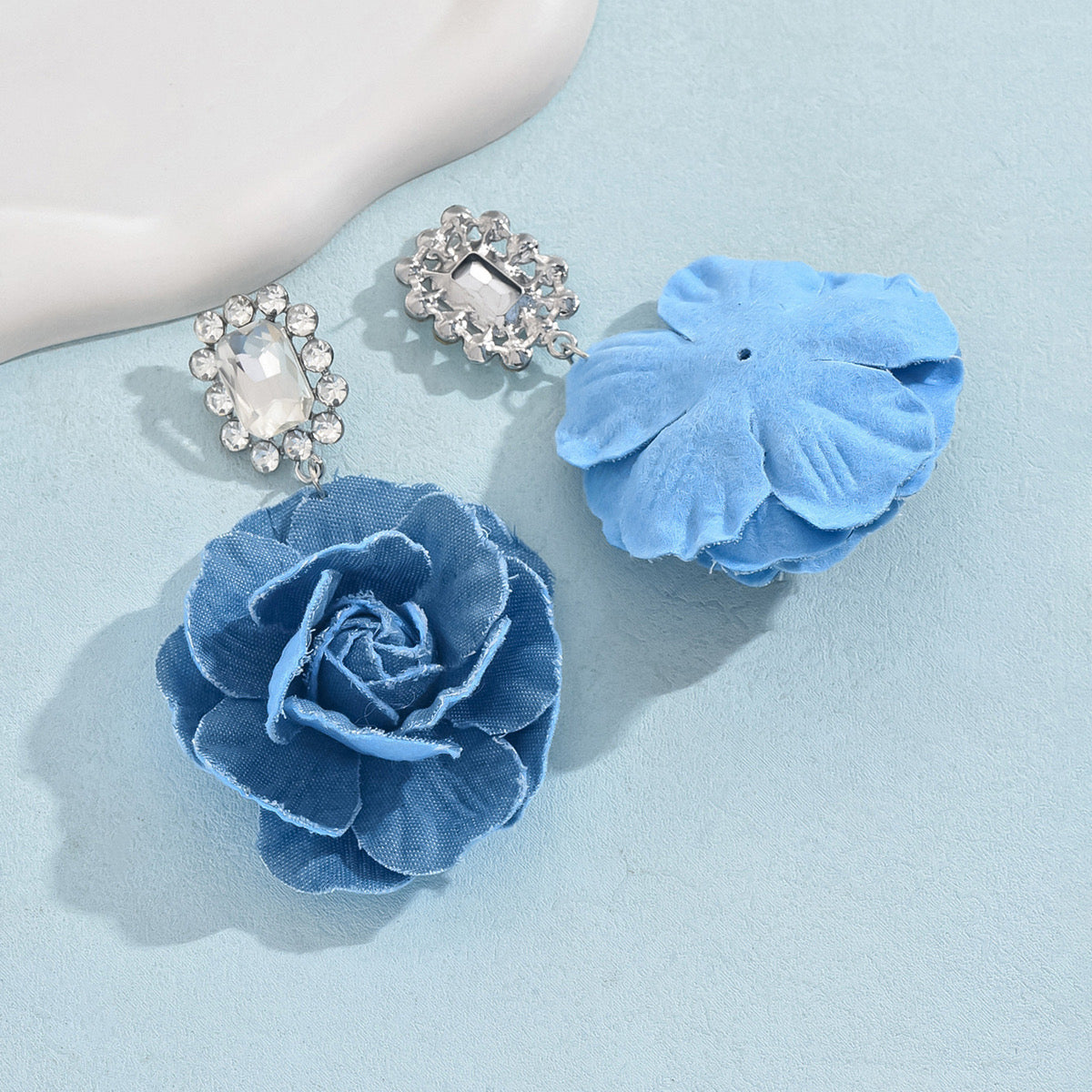 Denim Flower Earrings