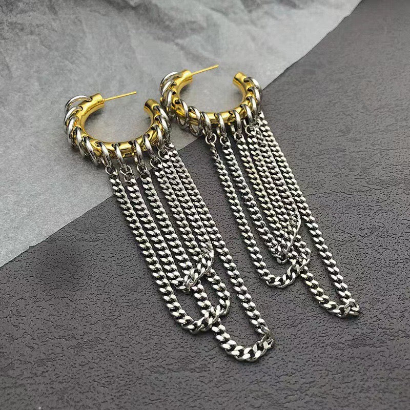 Chained Hoop Earrings